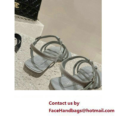 Chanel Satin, Metal  &  Strass Thong Sandals G40128 Gray 2023